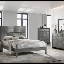 4- Pc Bedroom set Dresser,Mirror  Nightstand (1) Queen size bed frame  Not including Mattress and Box Sp
