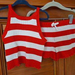 H & M Bright Red 2 piece set, Size 3/4T