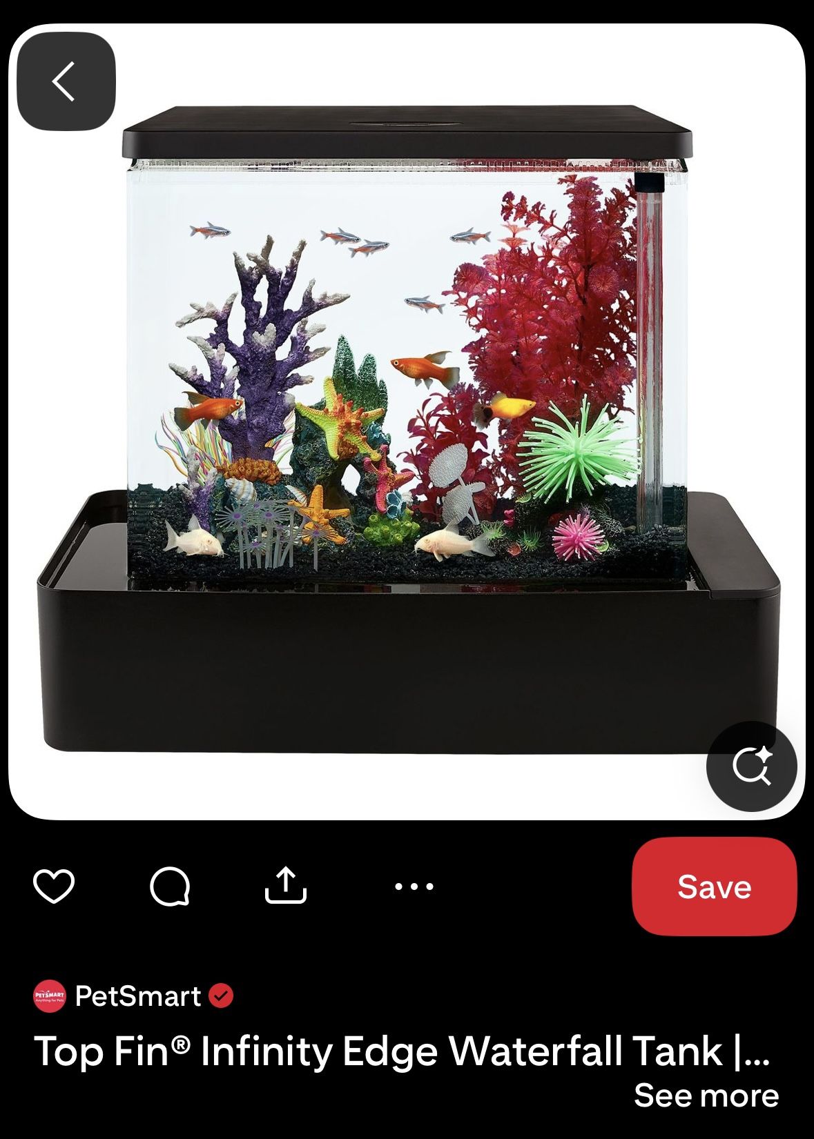 Topfin 20 Gallon Infinity Waterfall Fish Tank