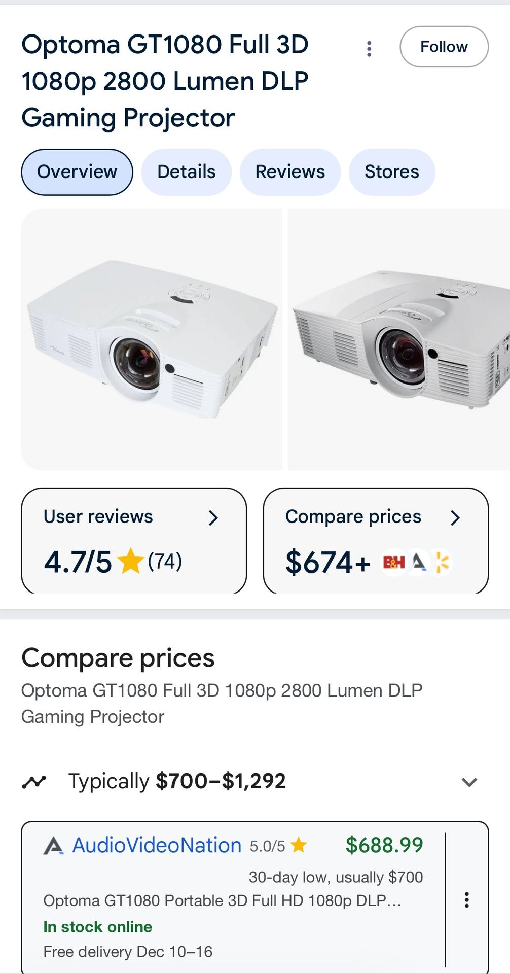 Optoma GT1080 Full 3D 1080p 2800 Lumen DLP Gaming Projector