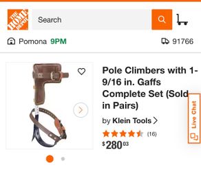 NEW Pole climbers set for $150.00 CASH ONLY PICK UP ONLY ALL SALES. FINAL.