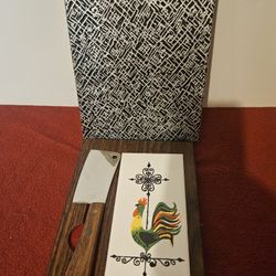 Vintage Rooster Cleaver Board Barlow Stainless