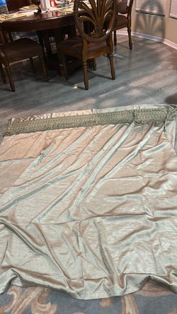 Satin Curtain Panel with Decorative Header