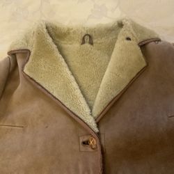 Sheepskin Coat Leather Jacket  Sherpa Shearling Coat, Size:38, Loose Fit