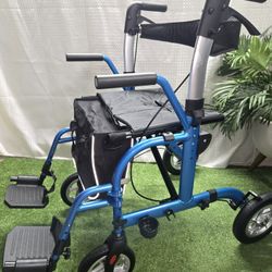 Healconnex 2 in 1 Rollator Walker for Seniors-Medical Walker with Seat,Folding Transport Wheelchair Rollator, Silla De Ruedas Y Andador