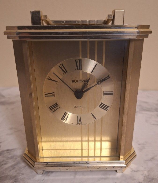 VINTAGE BULOVA QUARTZ MANTEL CLOCK - MADE IN GERMANY