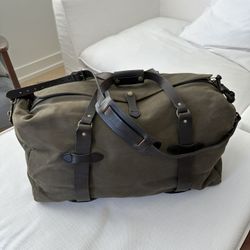 Vintage Talon Era Filson Duffle Bag Medium Large in Otter Green with Shoulder Strap