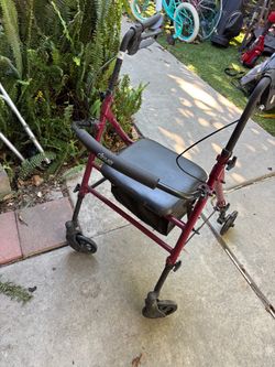 Adult walker with seat and adult walker with basket
