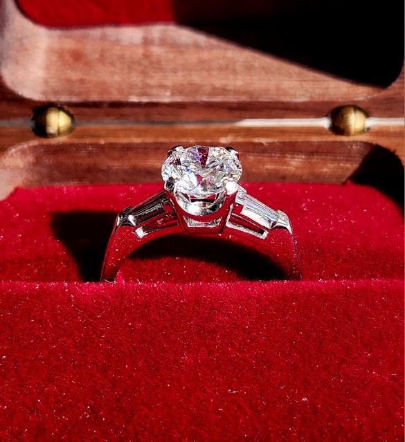 1.48CTW. Platinum Iridium Natural & IGI Certified Lab Created Diamond Engagement Ring ◇ Size: 6.0