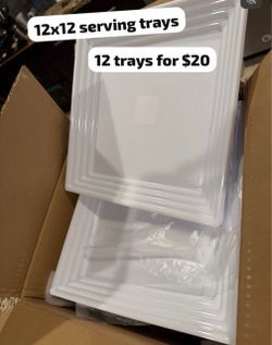 White 12x12x white square hard plastic serving trays