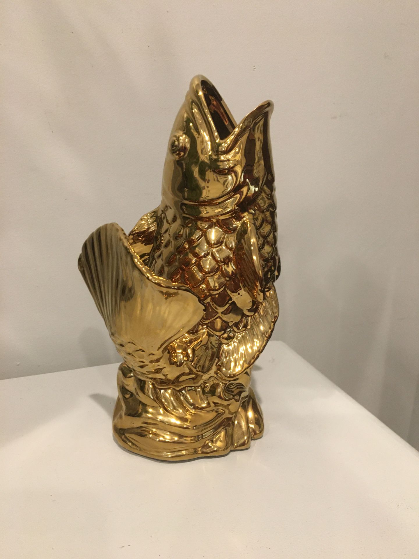 CB2 Gold Coated Koi Sculpture Flower Vase
