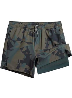 maamgic Mens 5" Gym Running Shorts for Men 2 in 1 Quick Medium, Geometric Camo