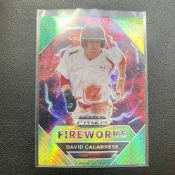 David Calabrese 2020 Panini Prizm Draft Picks Fireworks Green/Yellow Hyper Prizm
