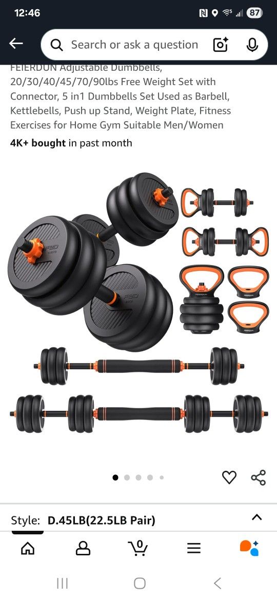 45 Lb Dumbbell Set