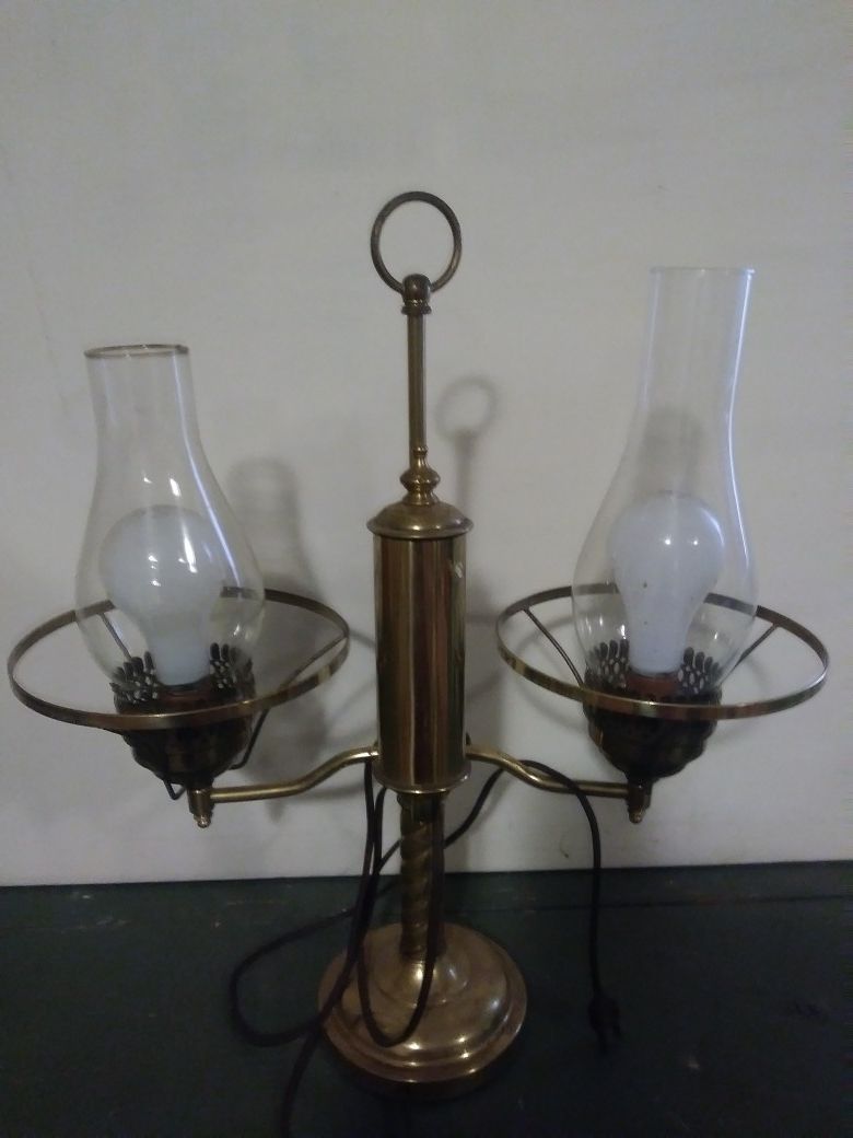 Vintage. BrassTwo arms Hurrican Lamps Woodland Hills,Ca.