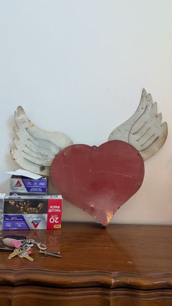Decorative Metal Heart With Wings
