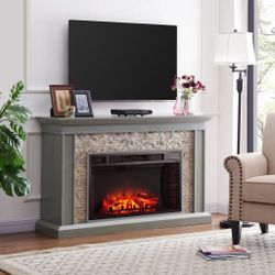 Ledgestone Electric Fireplace with Stacked Stone