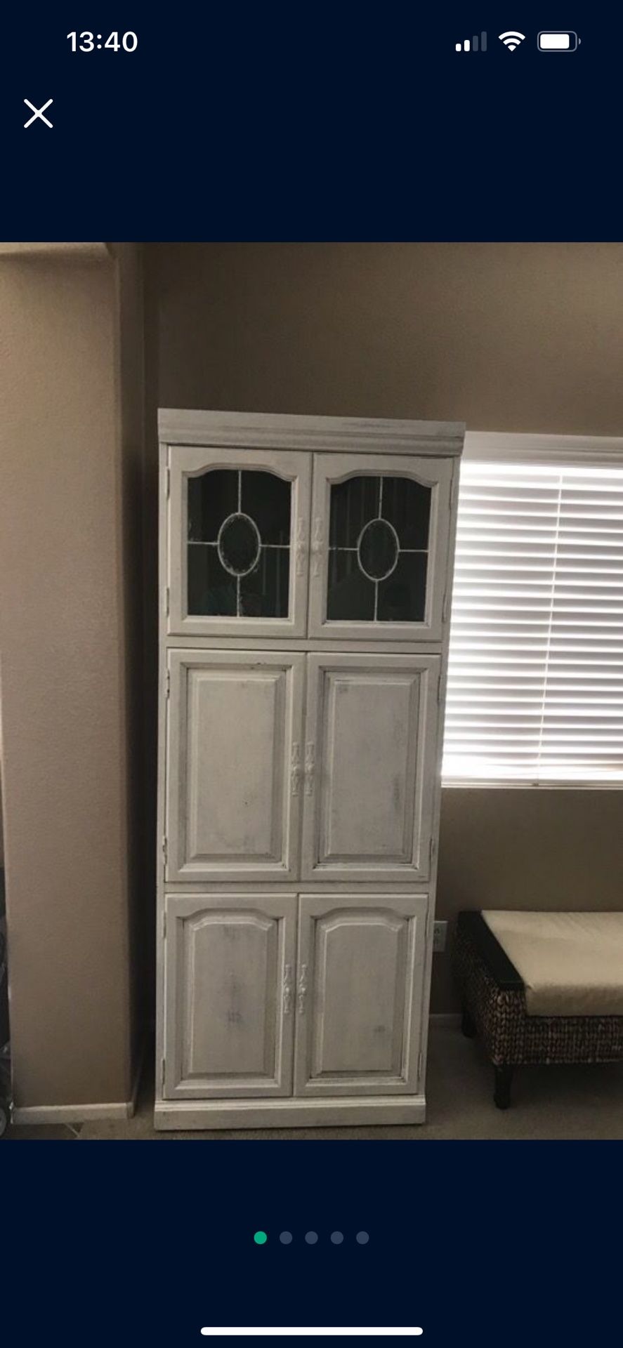White storage cabinet/ desk