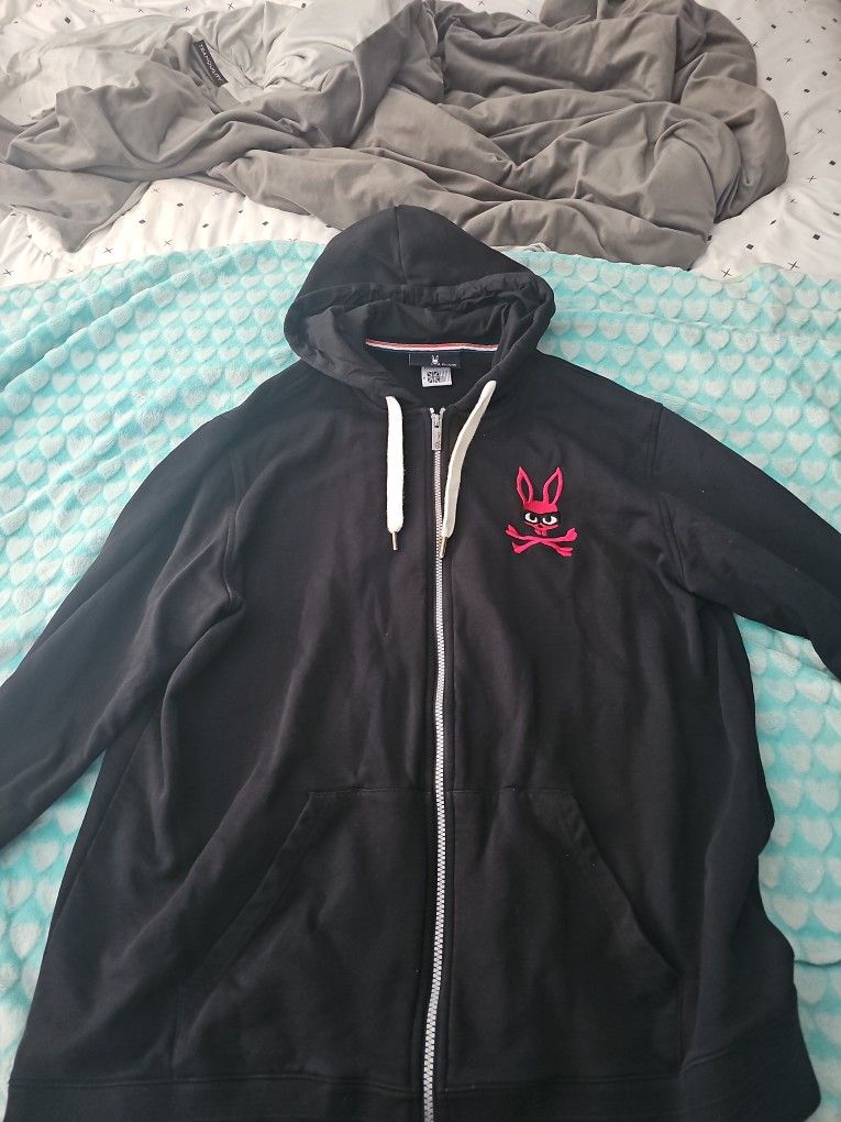 Black Psycho Bunny Size 8 Men's Zip Up Sweatshirt