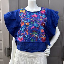 Embroidered Mexican Blouse One Size, Blusa Mexicana