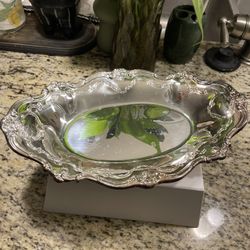 Antique Silver -plated Platter Dish Tray