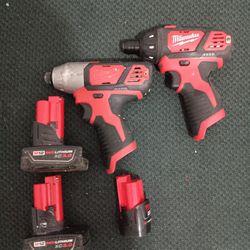 Milwaukee Cordless Impact Drill And Screwdriver With Batteries