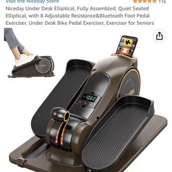 Niceday Under Desk Elliptical, Mini Seated Elliptical Bike With Bluetooth & APP, Magnetic Pedal Leg Exerciser With 8 Adjustable Resistance & Detachabl