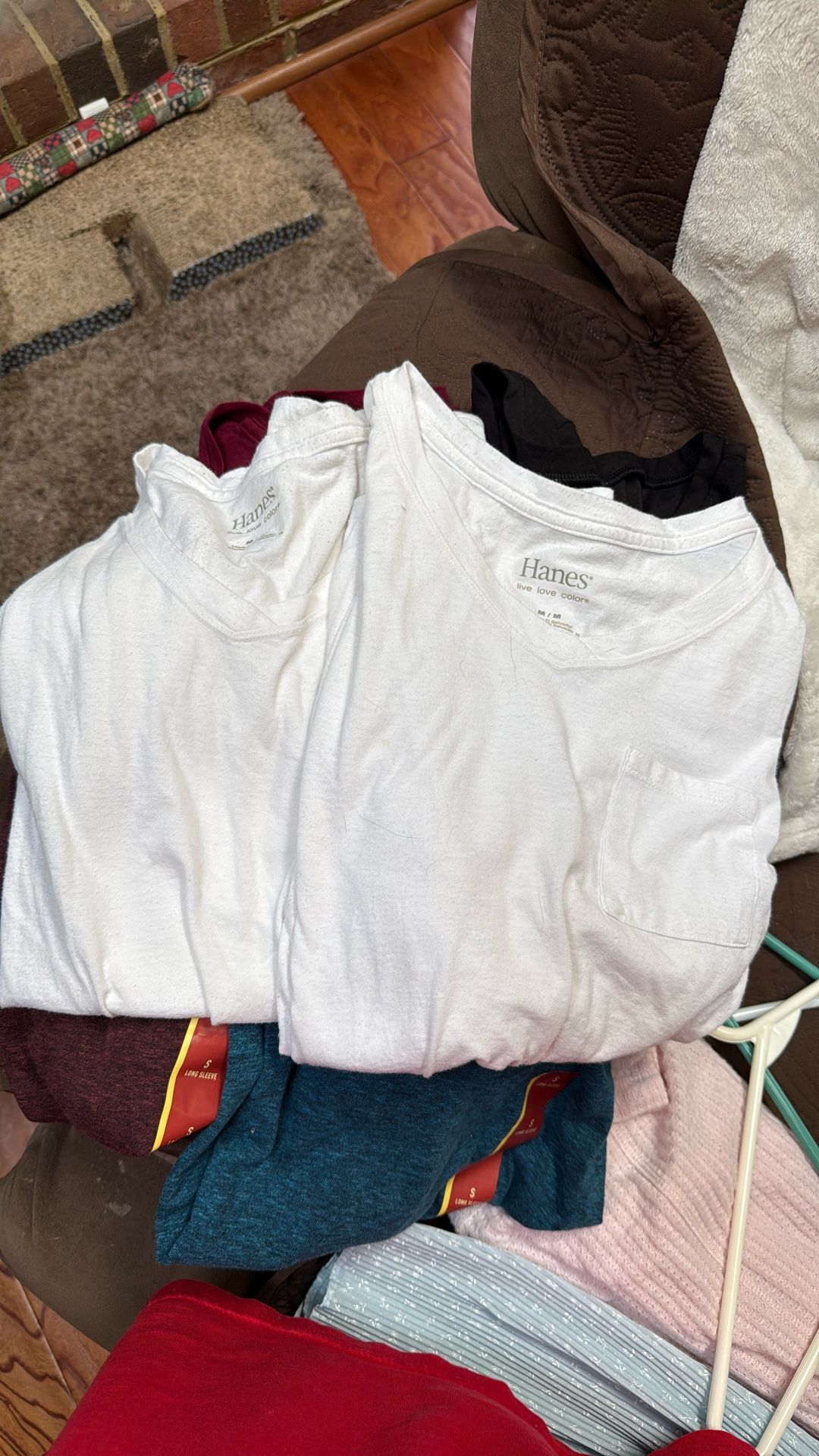 Two Medium White Long Sleeve T-Shirts