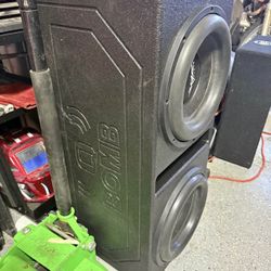 2 Skars SVR-12 In Q-bomb Subwoofer Box.  Am Sell as A Whole, I Can Show They Both Work. Your Gain My Lost