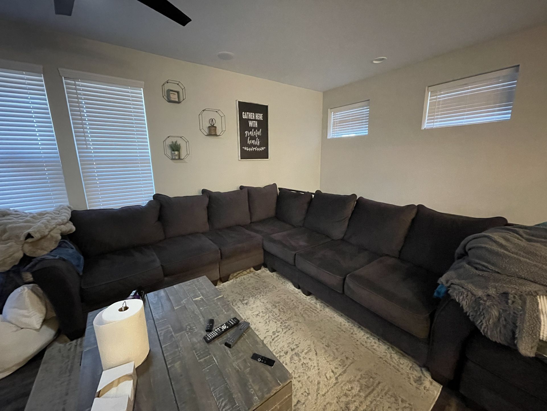 Dark Grey Sectional With Ottoman