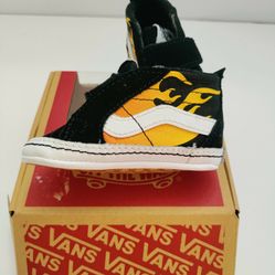 Vans Baby Black & Yellow Hot Flame Sk8-Hi Crib Sneakers