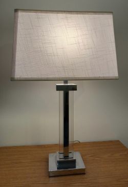 Polished Chrome and Crystal Panel Table Lamp