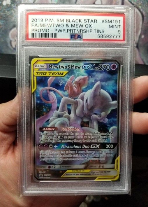Mewtwo & Mew GX Tag Team Holo Pokemon Card PSA 9