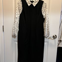 Black Dress With White Polkadot Sleeves