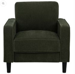 Fabric Upholstered Track Arm Accent Chair Matcha green 