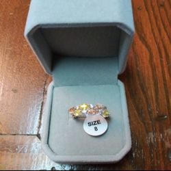 New .925 Sterling Silver Citrine And Morganite Ring Size 8 