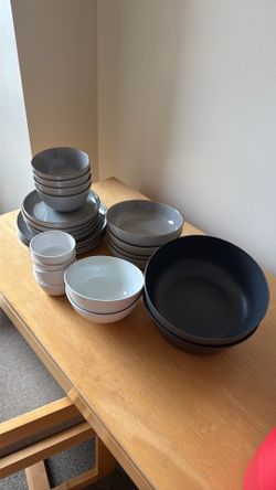 Over and back Grey Bowls and plate set and more
