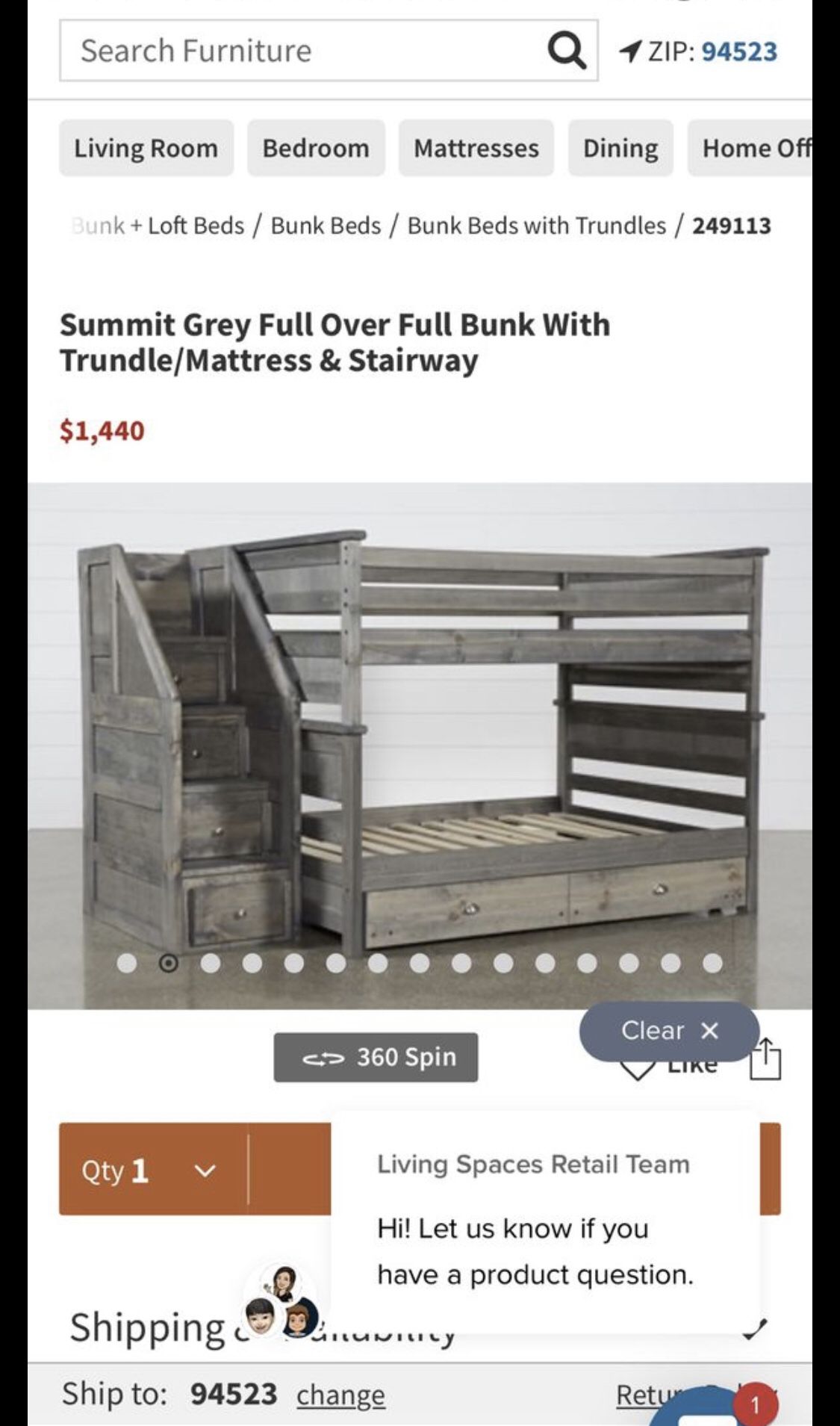 Summit white twin over twin bunk Bed with 2-DRW unserved storage stairway And mattresses PAID $3000