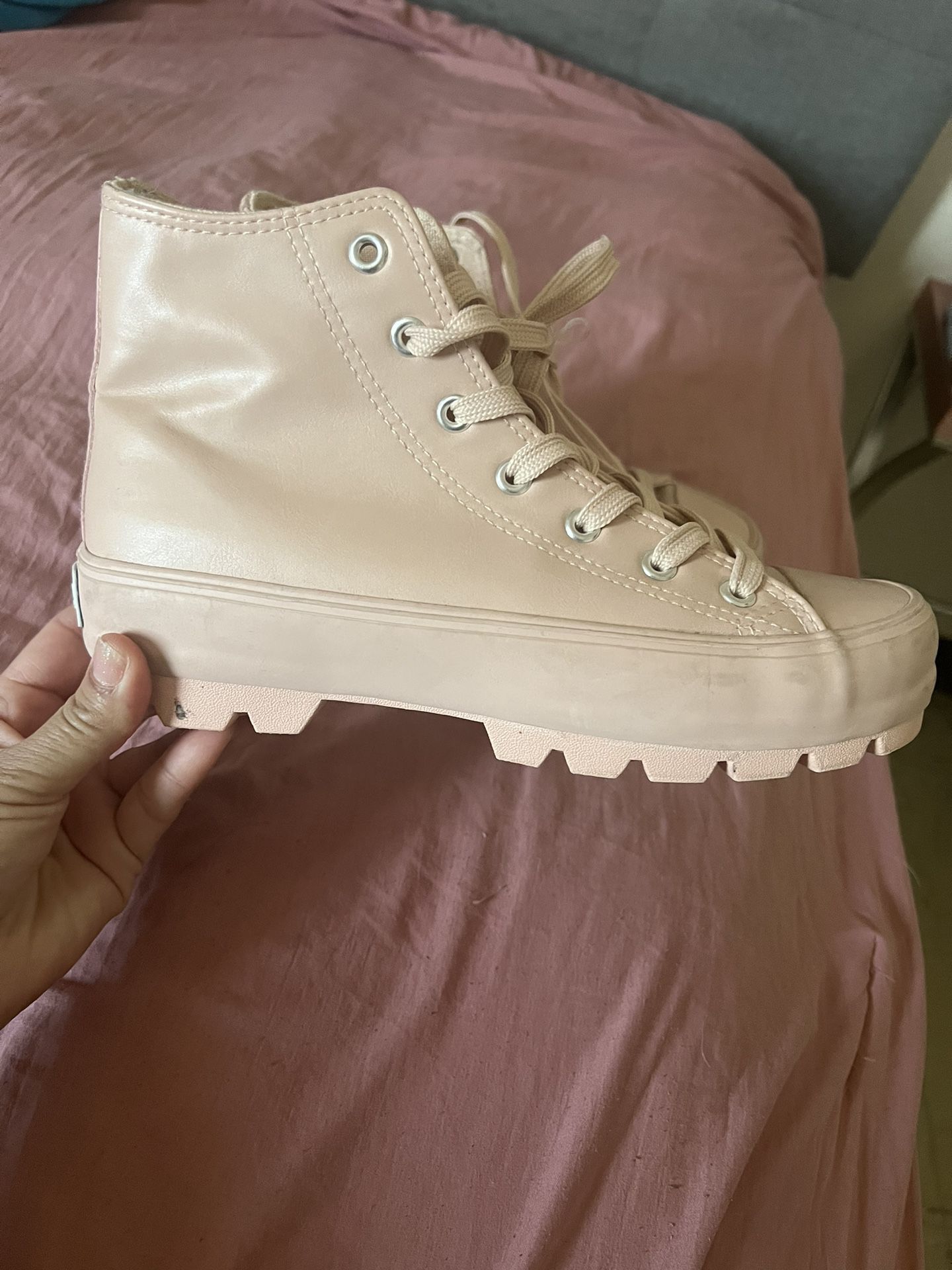 Light Pink Combat Boots