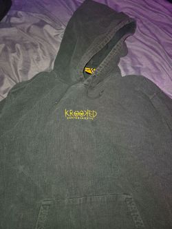 Krooked Skateboarding Hoodie - Dark Green Corduroy