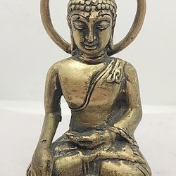 Vintage Brass Buddha Meditation Statue 4.75” Tall