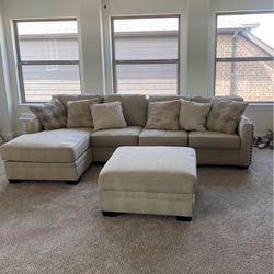 3 Piece Sectional Sofa with Chaise and Ottoman 