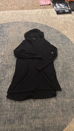Athleta Black Ribbed Open-Front Cardigan