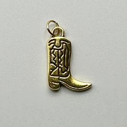 🤠 Fun, gold tone, cowboy cowgirl boot, two sided charm pendants - 2 styles available