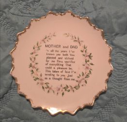 Vintage 7" Mother and Dad Decorative Poem Wall Plate (Gold Trim)
