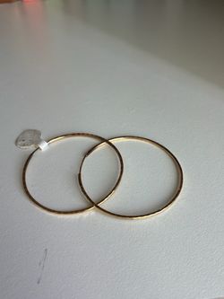 14k Gold Thin Hoop Earrings Pair