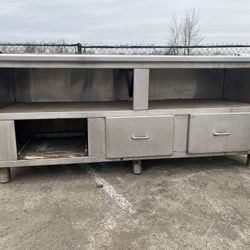 Stainless steel prep table 77”w25”d36”h