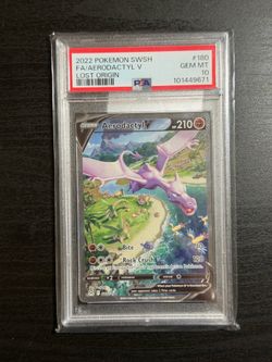 PSA 10 GEM MINT Aerodactyl V 180/196 Lost Origin Alternate Art Holo Pokemon Card