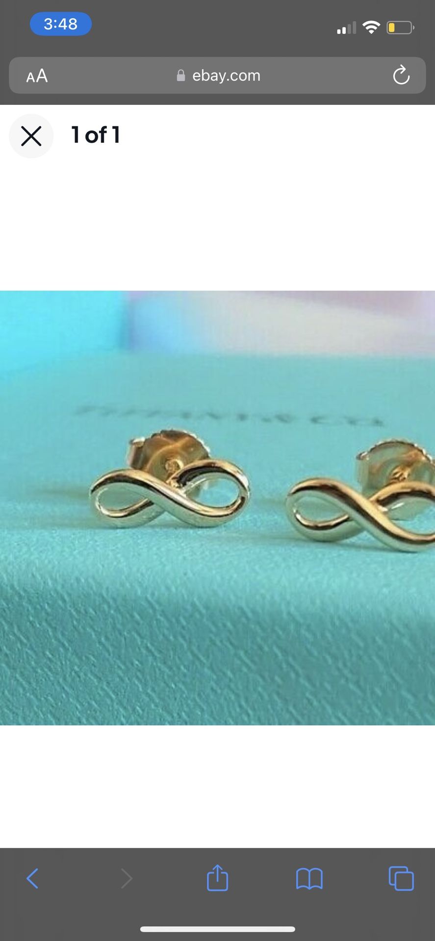 1 Tiffany & Co 18k Gold Infinity Earring New 