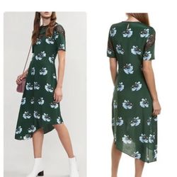 MAJE Green Floral Rowers Midi dress, size 1
